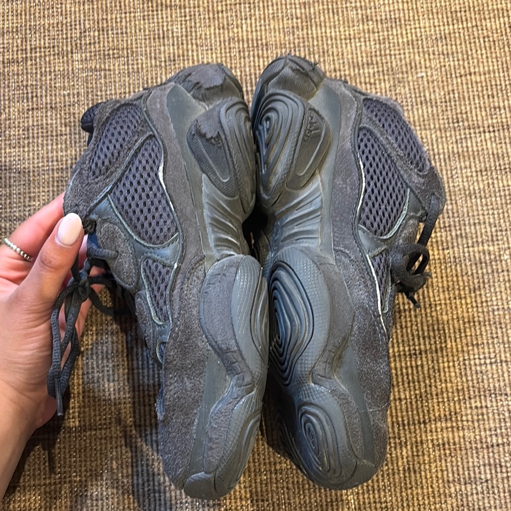 Yeezy Black Sneakers with Suede Finish - Picture 2 of 4